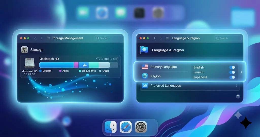 Apple Intelligenceのためのストレージと言語設定の確認
