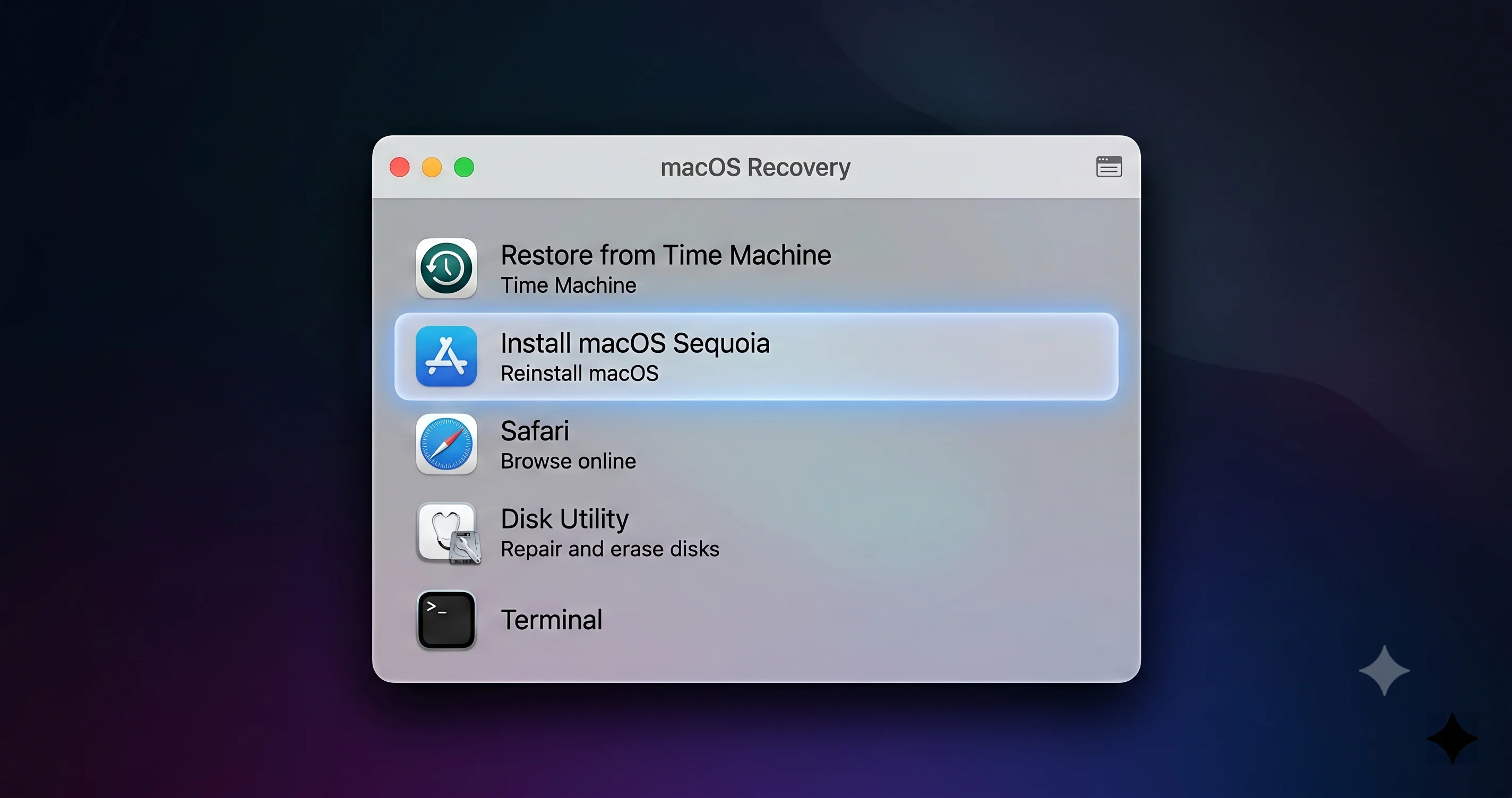 Дисковая утилита на экране восстановления macOS с выбранной для стирания группой томов APFS Macintosh HD