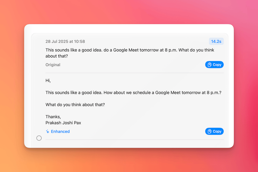 VoiceInk Enhancement Feature