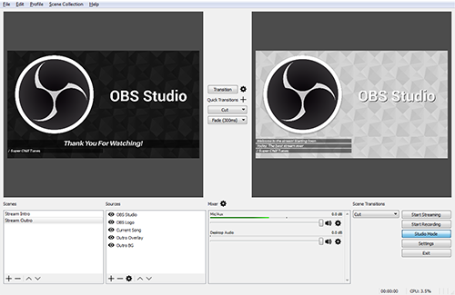 OBS Studio インターフェース