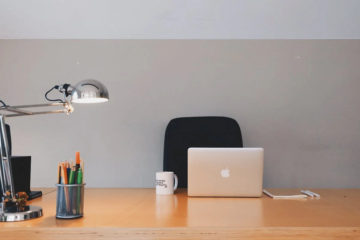 Clean MacBook desk setup for productivity