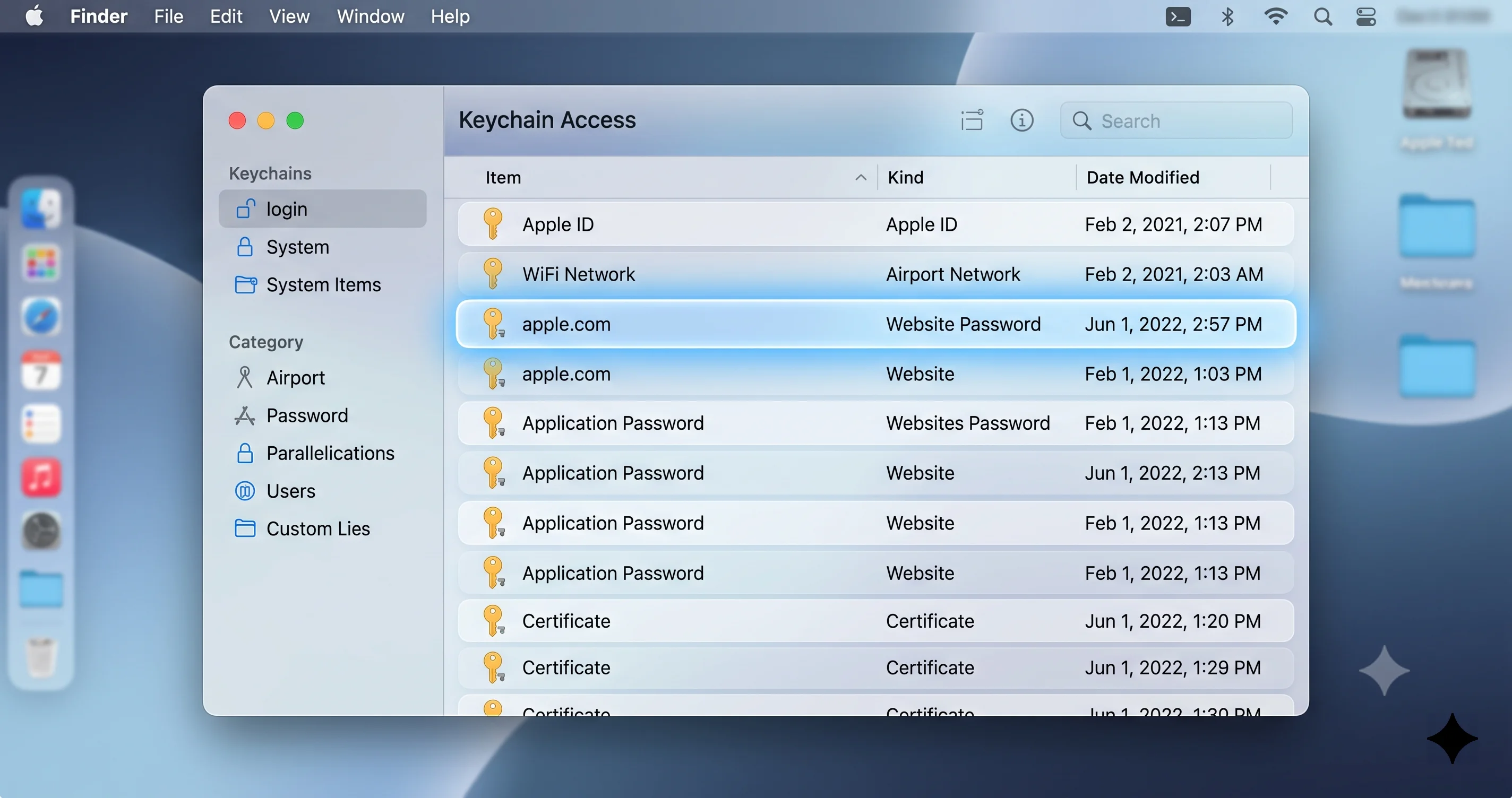 Backing up passwords in the macOS Passwords app before editing the keychain