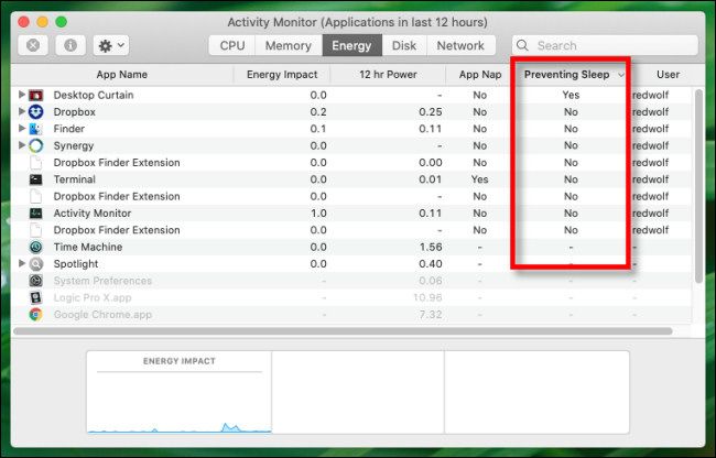 Activity Monitor Preventing Sleep Column