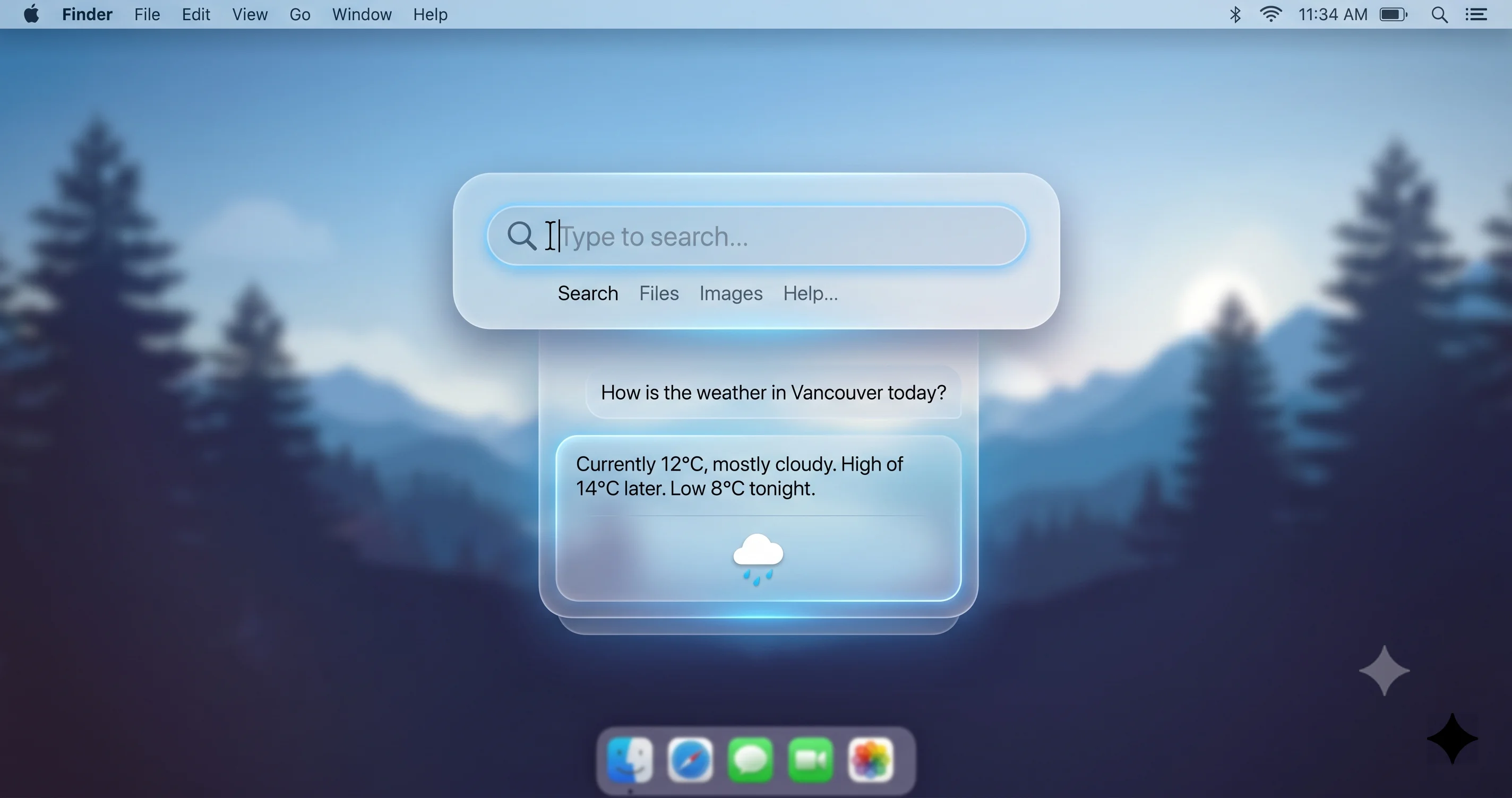 macOS 27 Siri AI innerhalb der neuen Spotlight-Oberfläche „Suchen oder Fragen"
