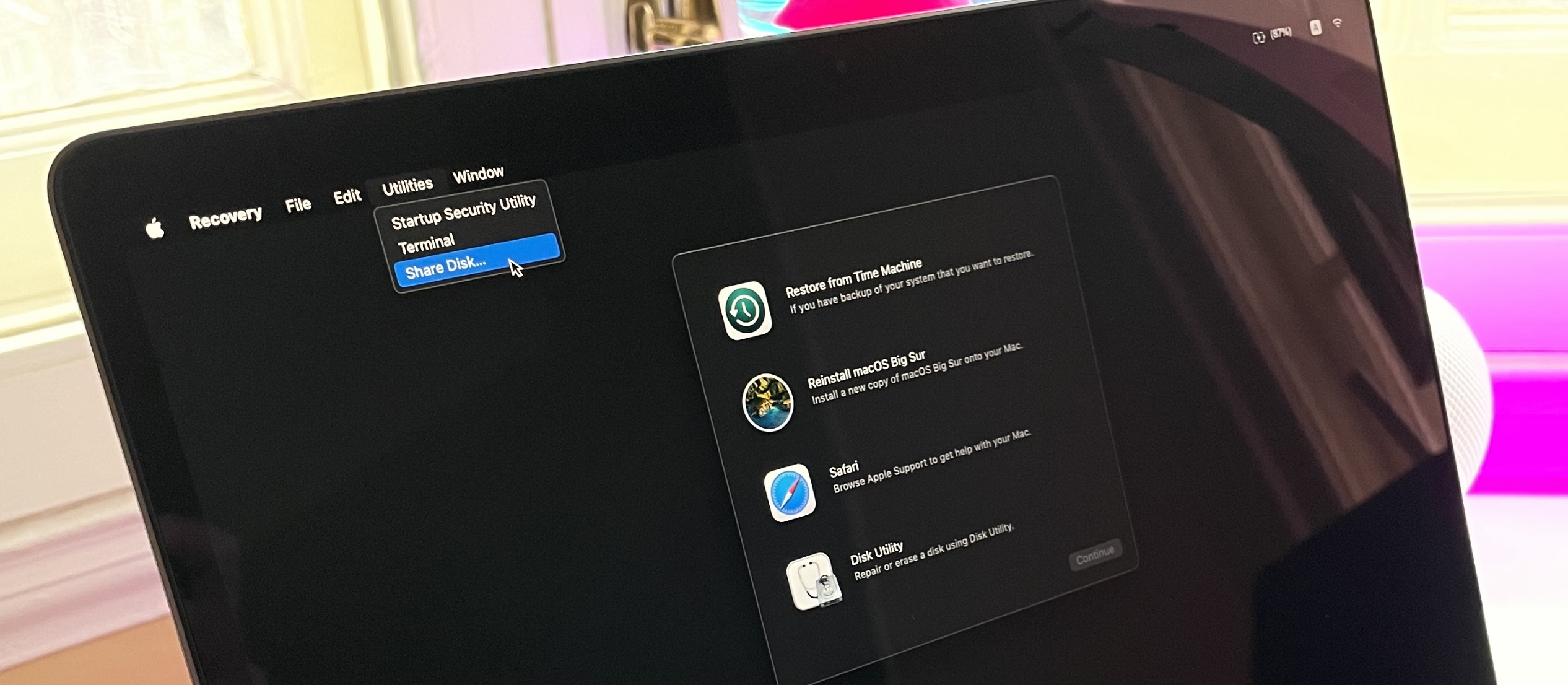 Recovery Mode Share Disk