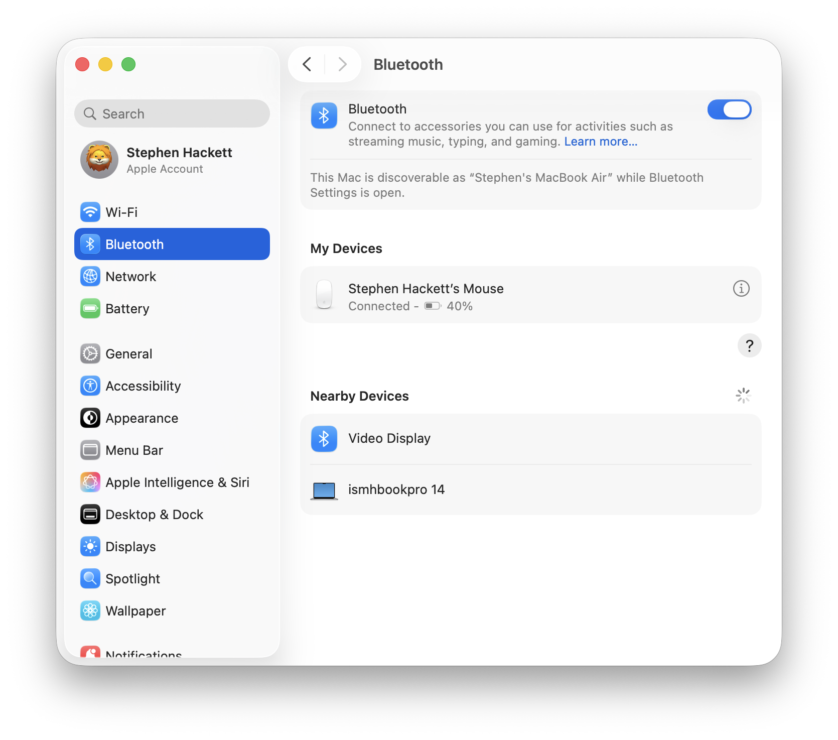 macOS Bluetooth Settings