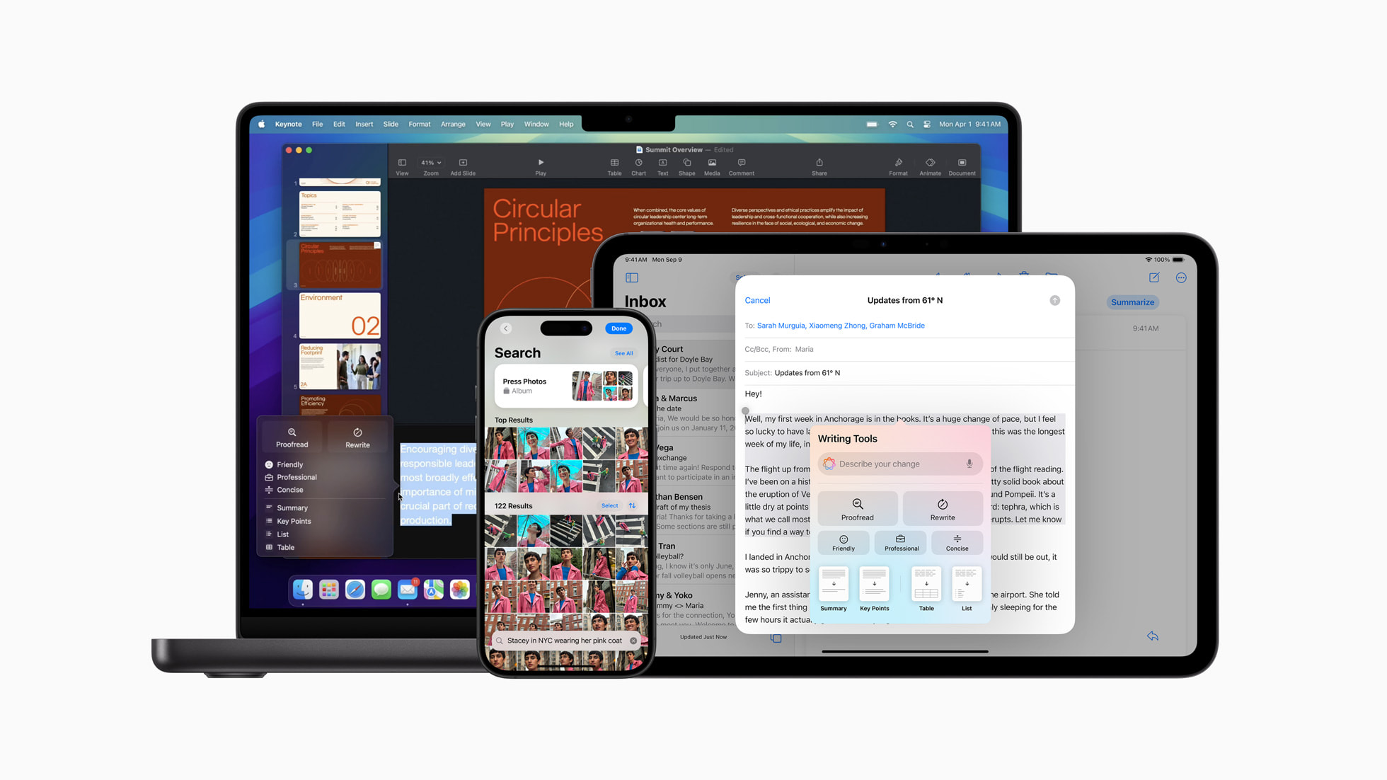 Flux de travail Apple Intelligence sur les appareils Apple
