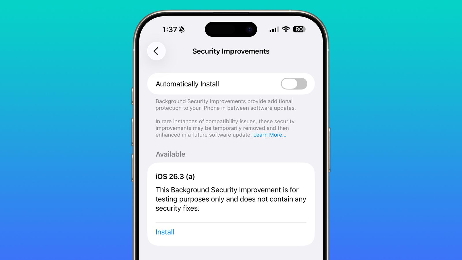 Background Security Improvements Toggle