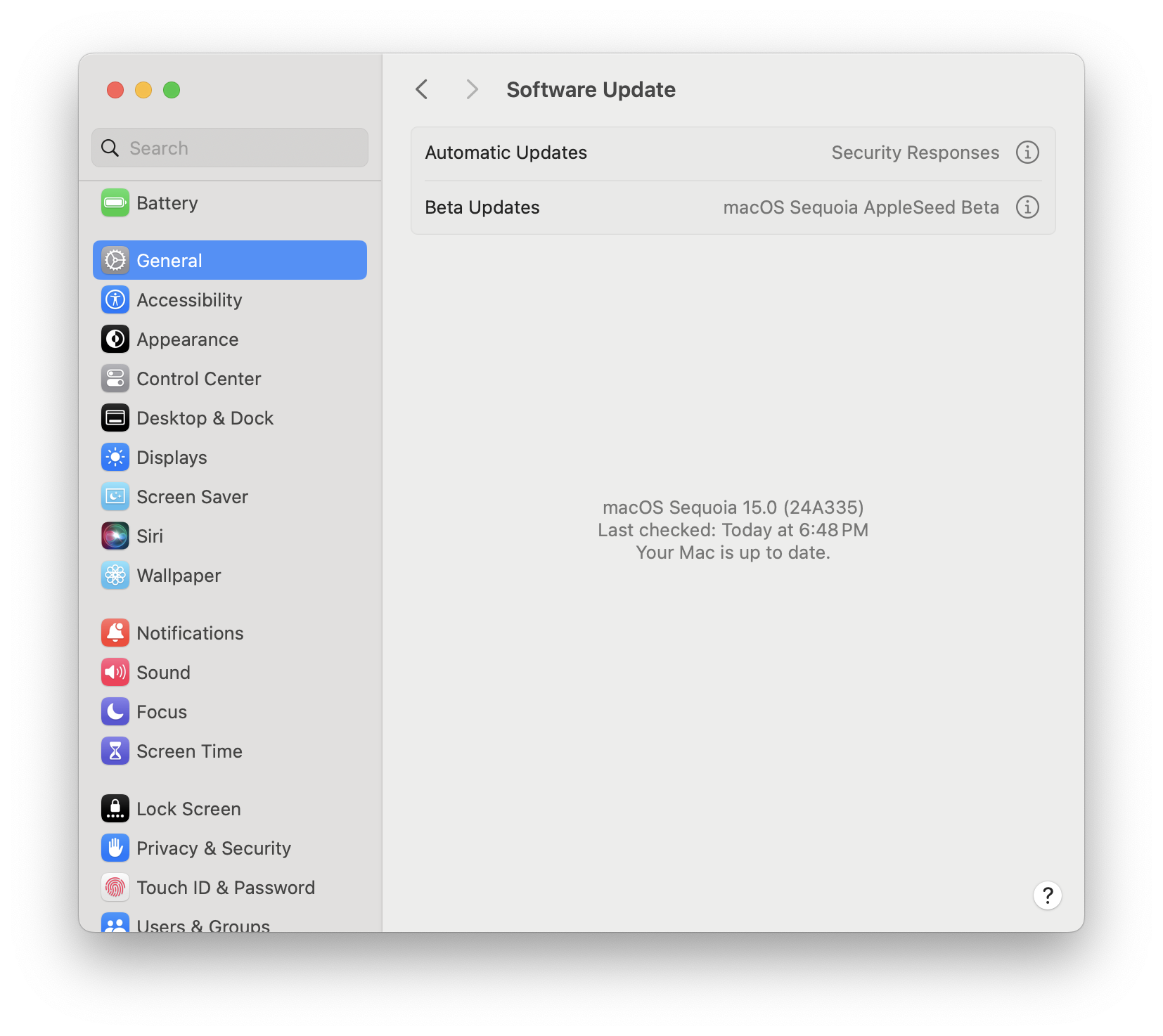 Software Update Settings