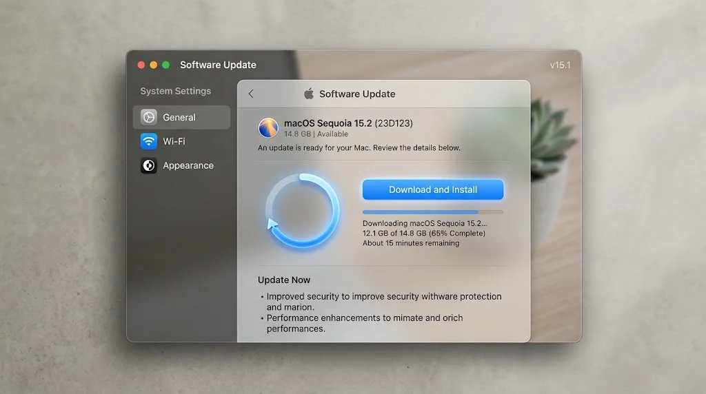 macOS Tahoe의 소프트웨어 업데이트 패널
