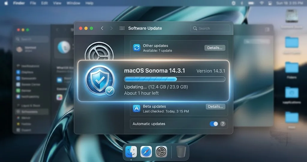 macOS Tahoe 26.6 Software Update pane showing the available update