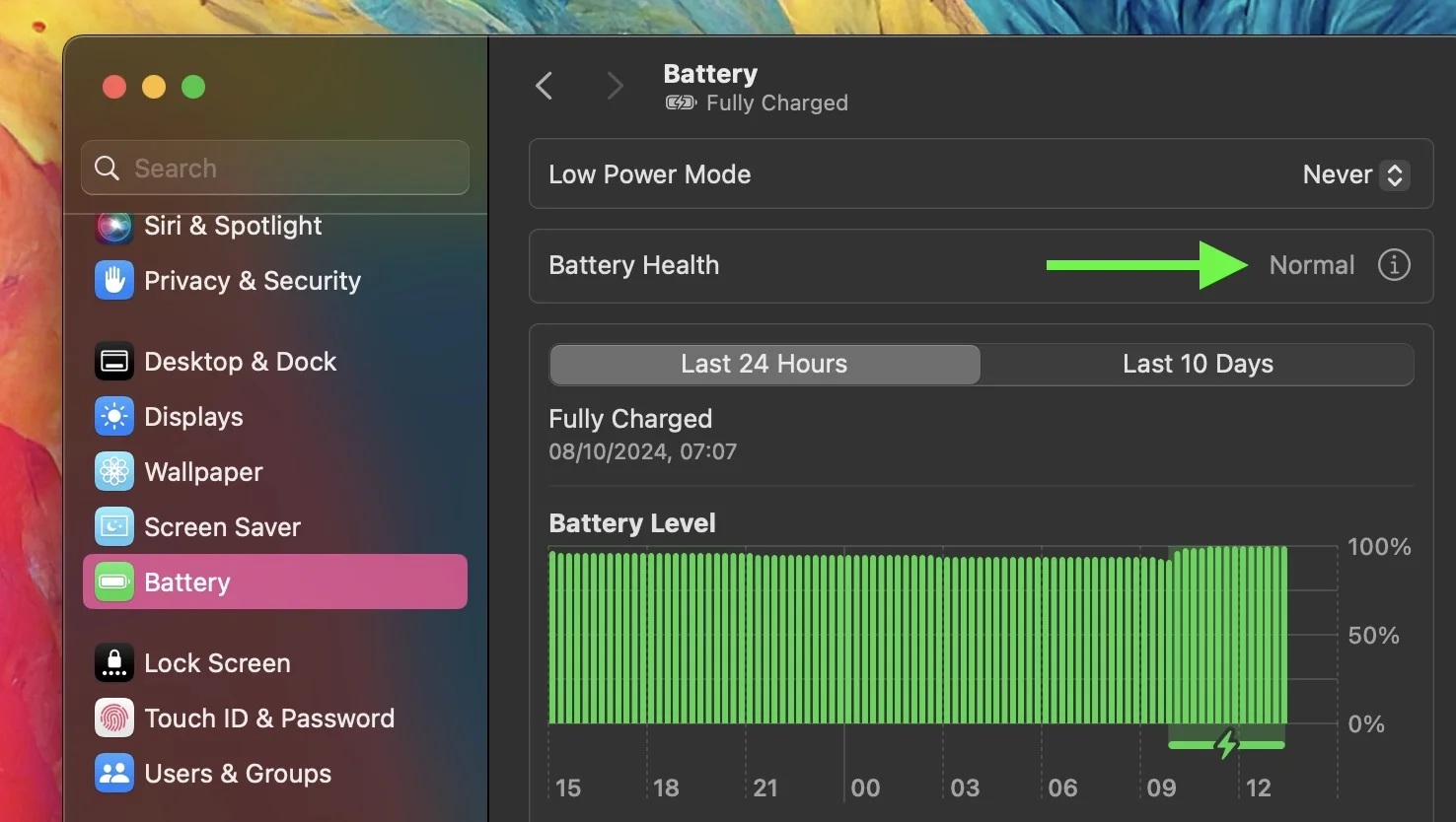 Informations sur la santé de la batterie macOS Tahoe