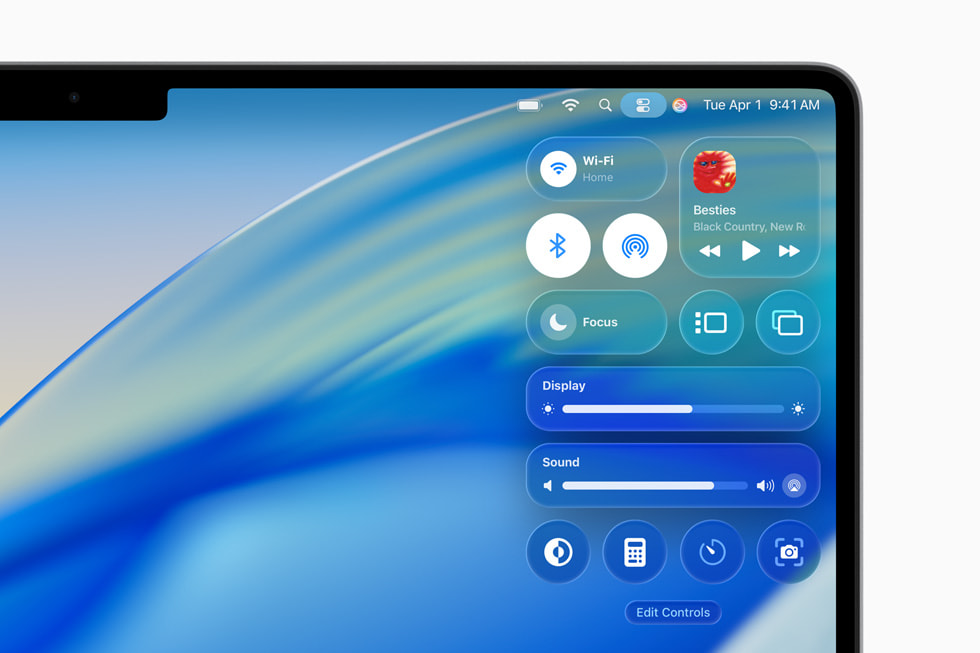 Control Center with Liquid Glass design