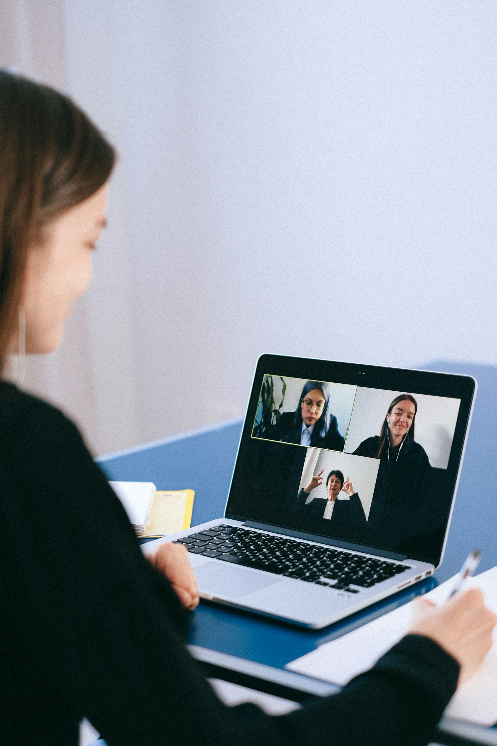 Video call with good lighting setup