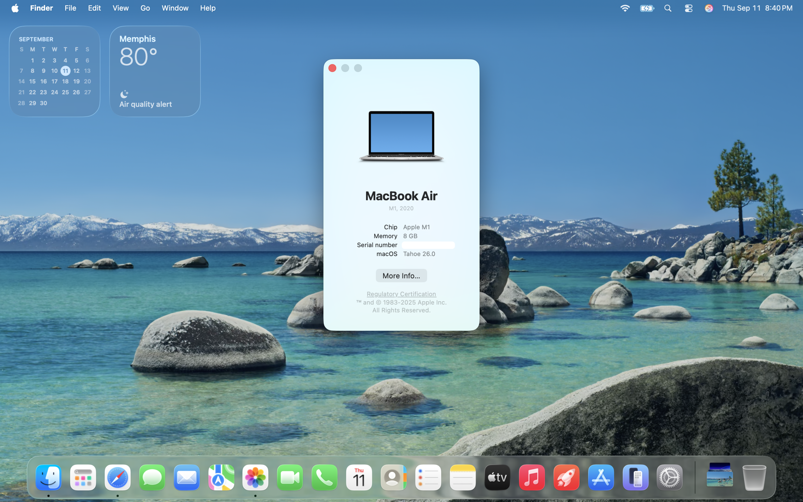macOS Tahoe このMacについて