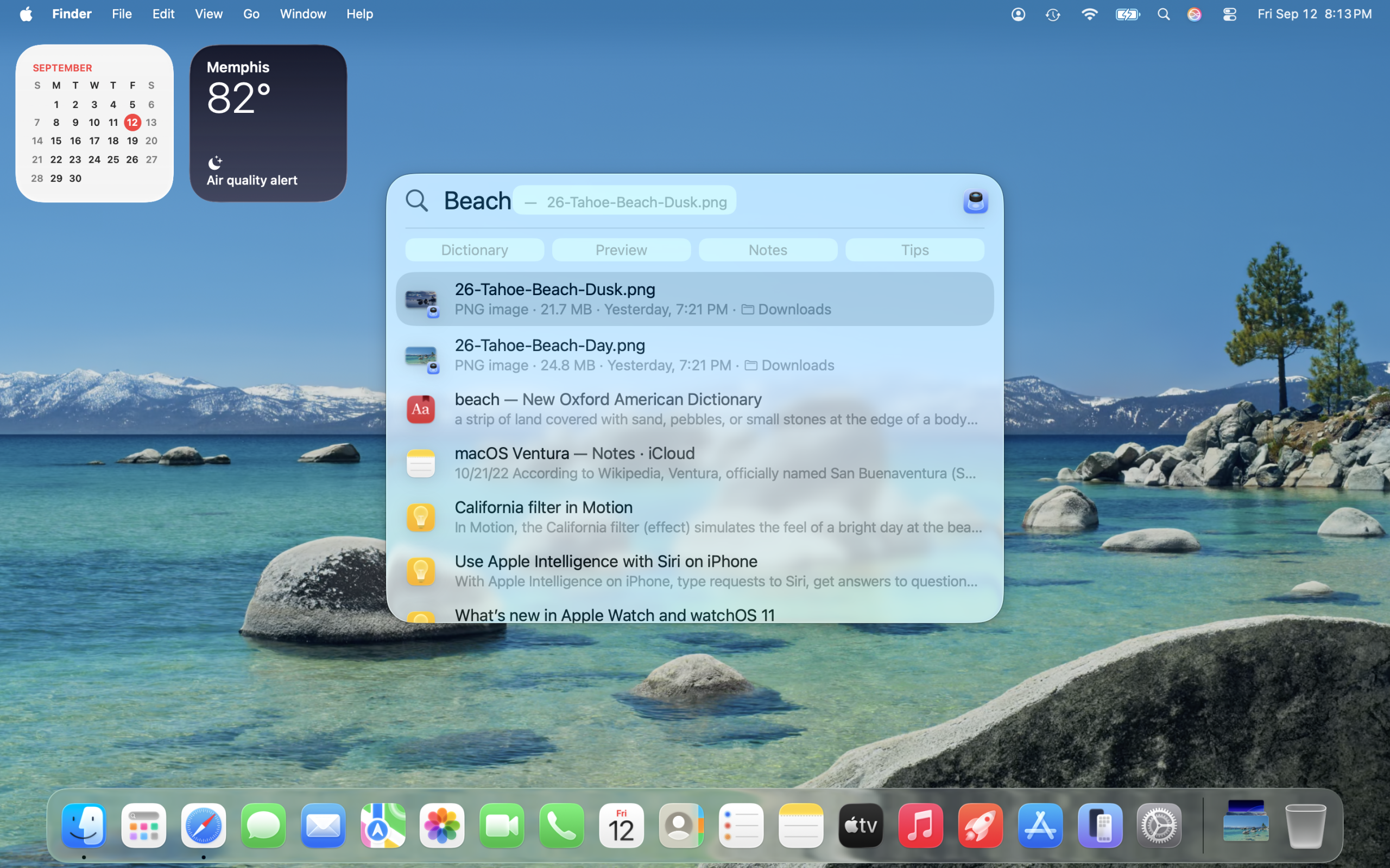 macOS Tahoe Spotlight検索