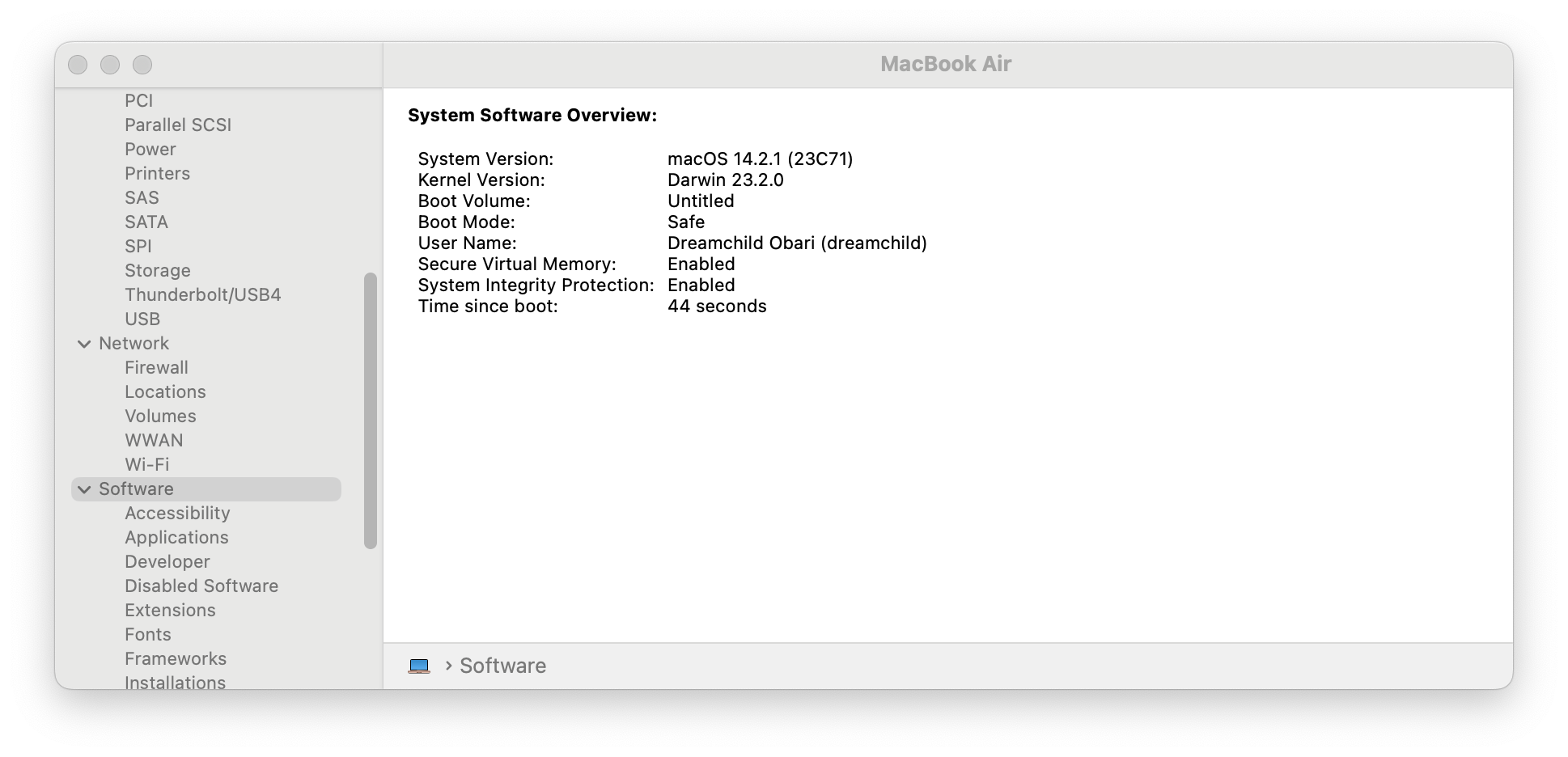 System Report Safe Boot
