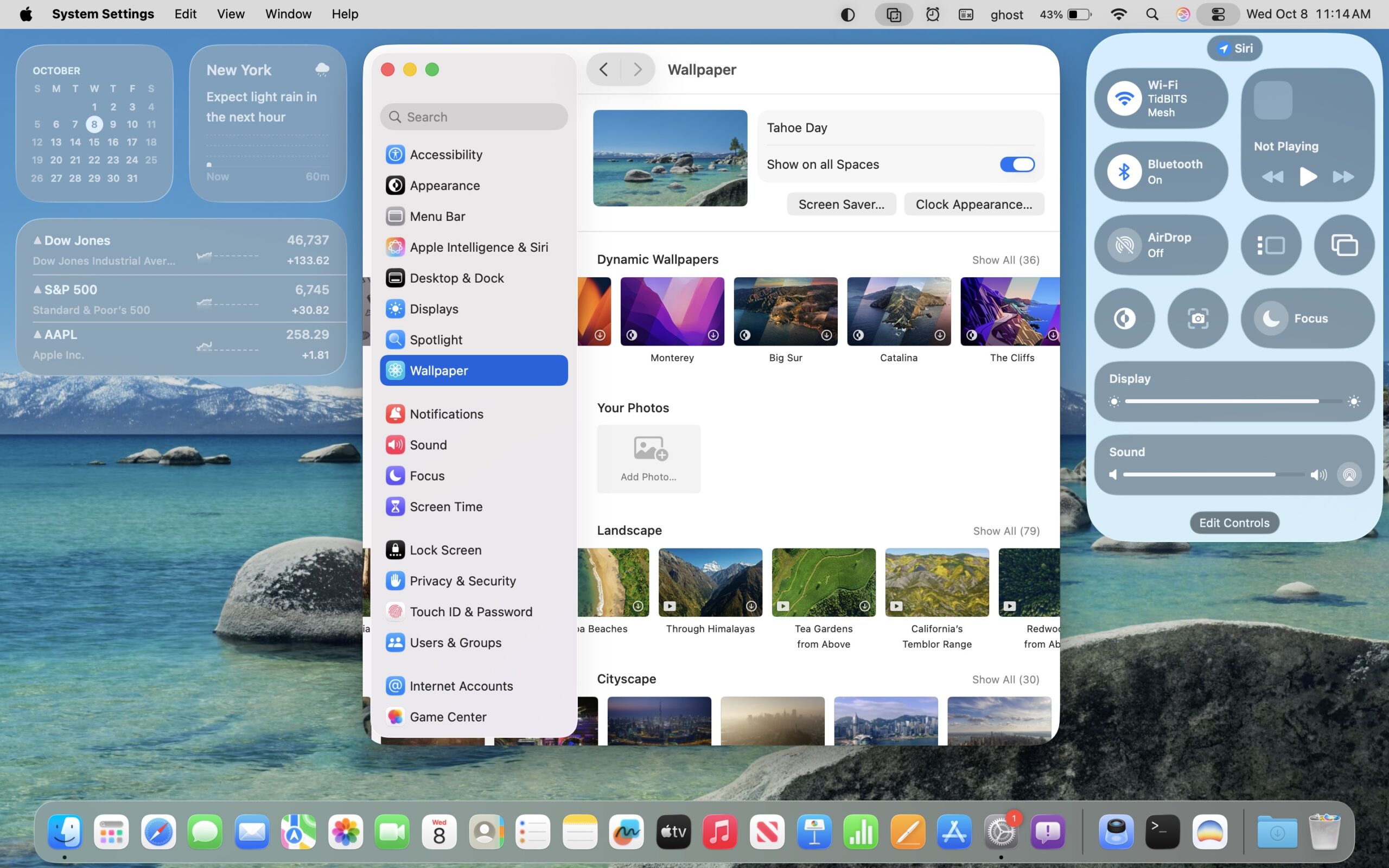 Paramètres d'affichage d'accessibilité de macOS avec l'option Réduire la transparence activée
