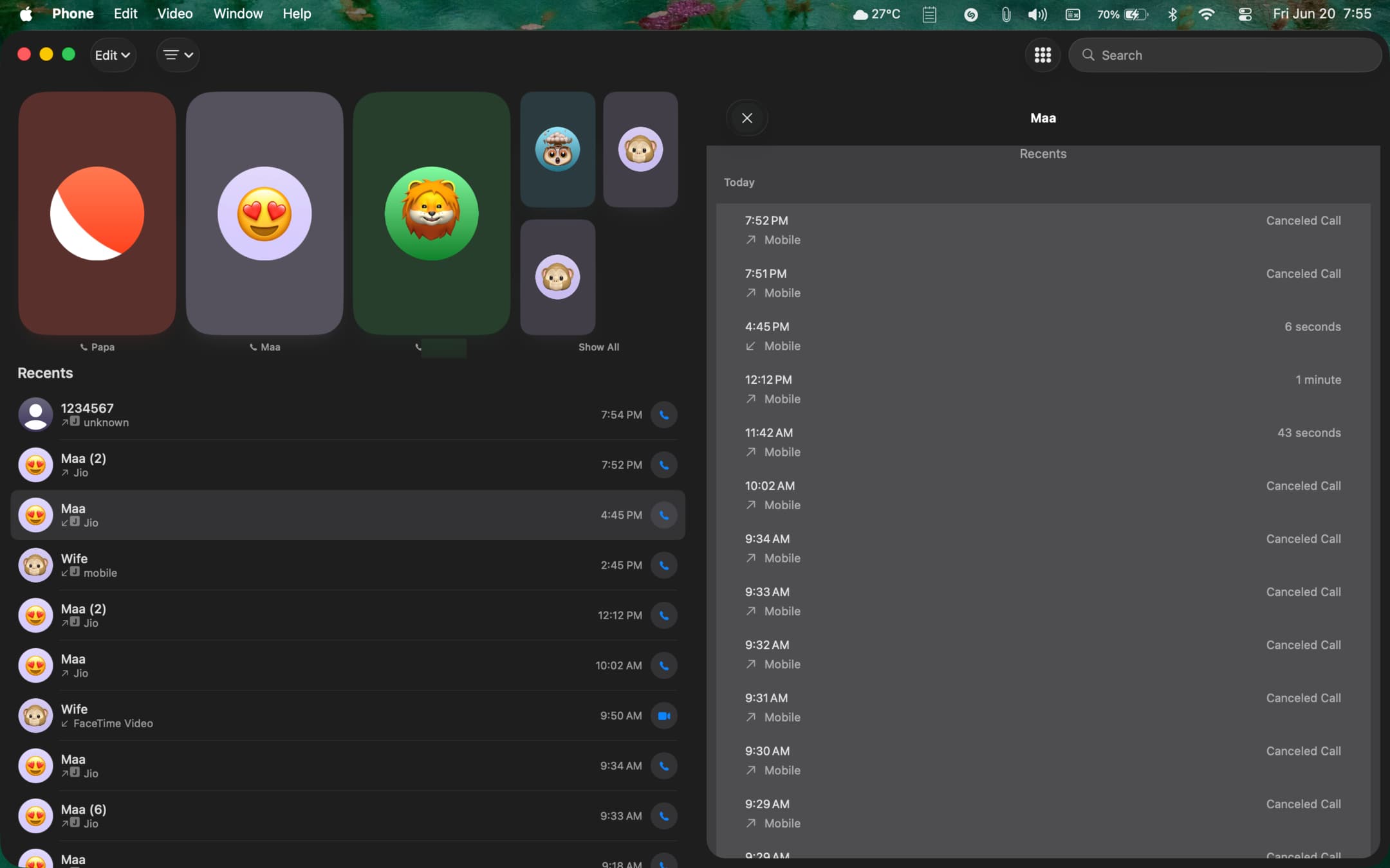 Call History Interface