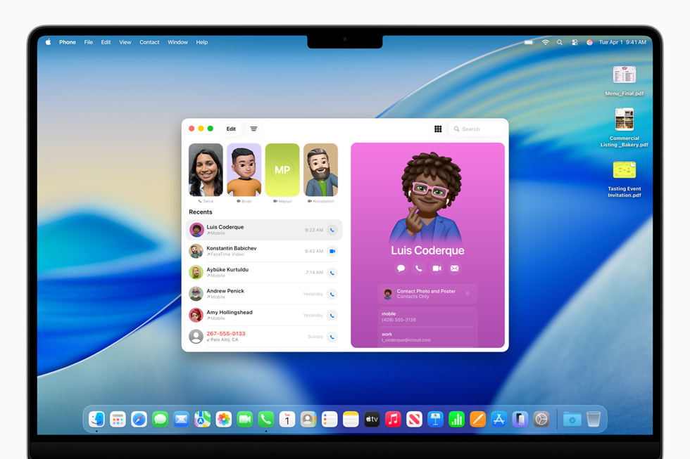Phone App on Mac Interface