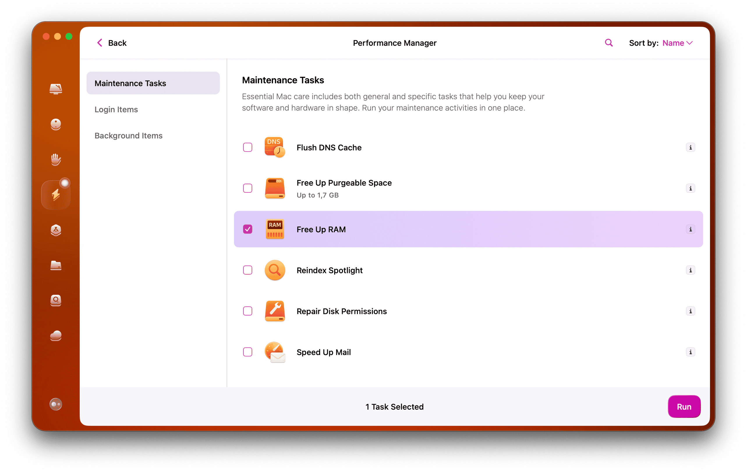 CleanMyMac performance optimization