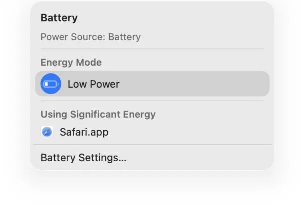 Low Power Mode Settings