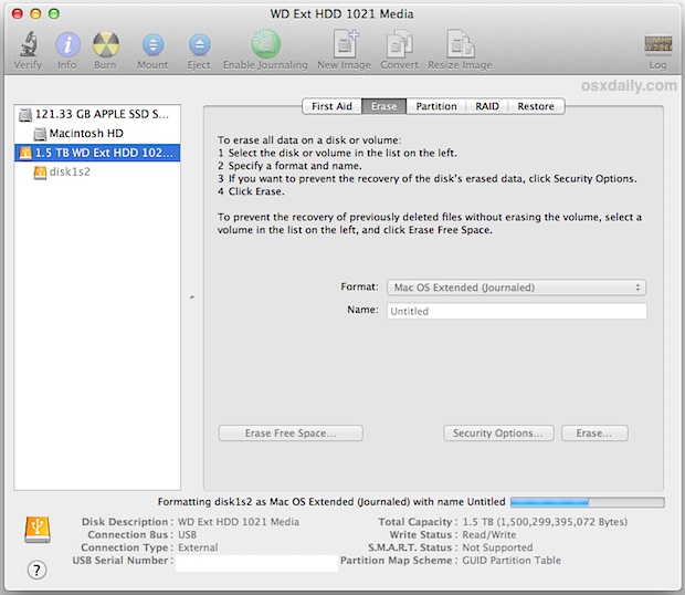 Erase External Drive Format