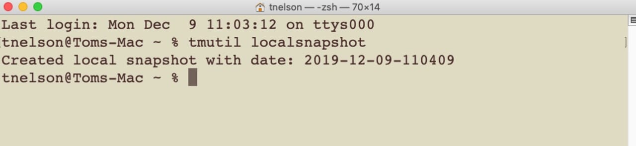 Terminal Create Snapshot