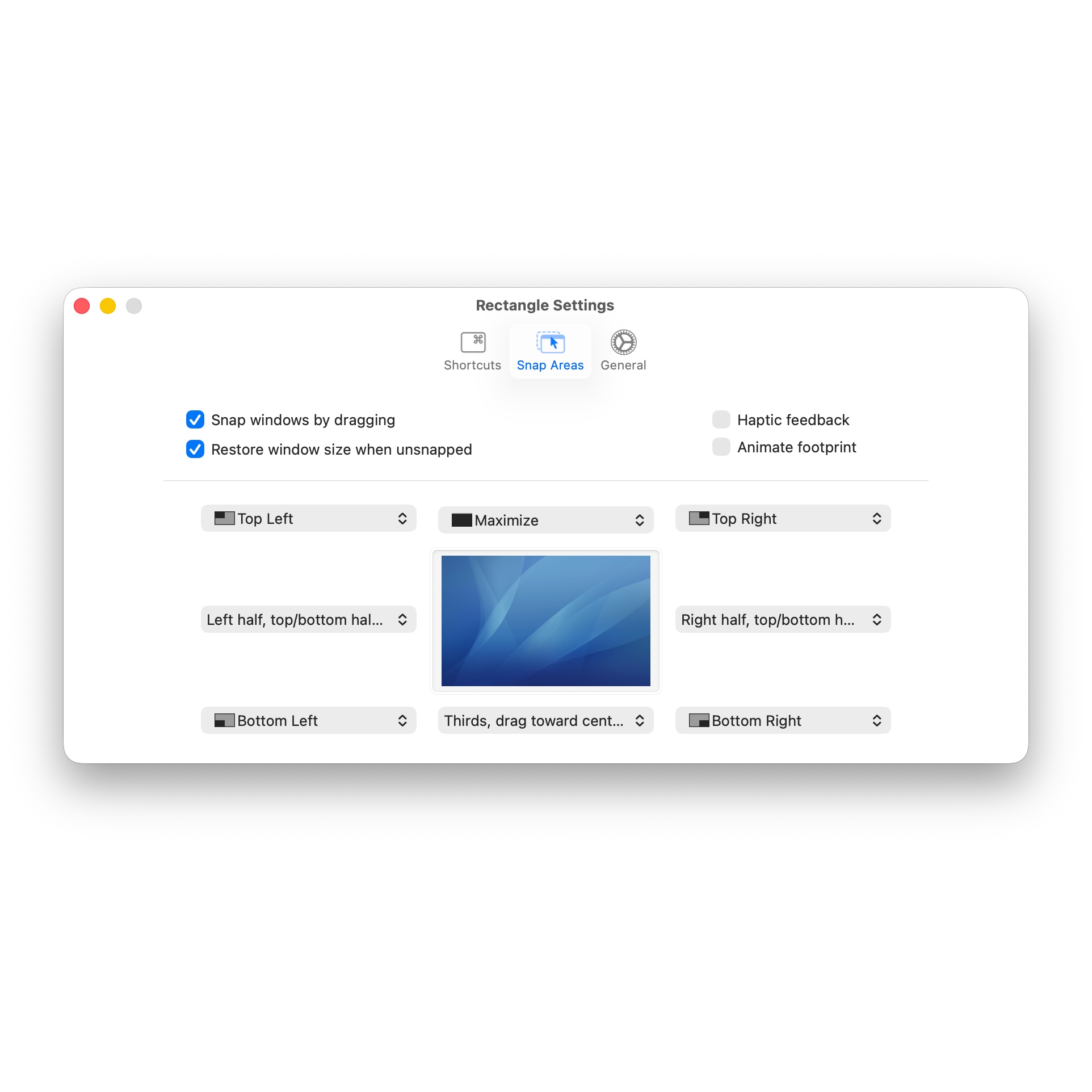 Rectangle Snap Areas