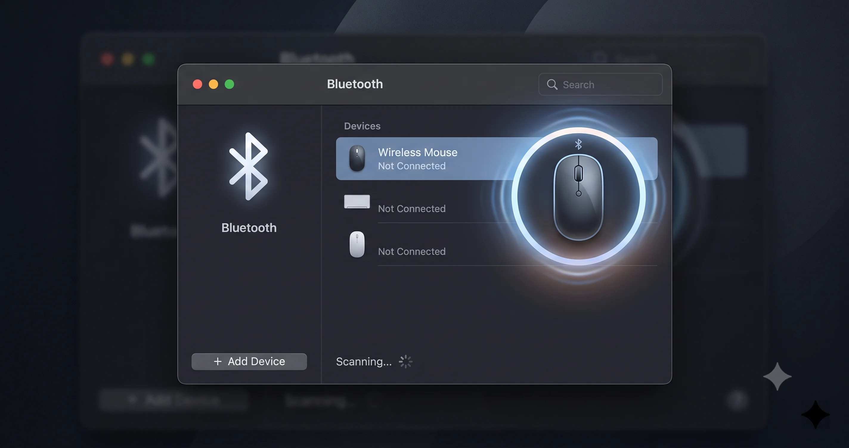Ré-appairage d'une souris Bluetooth dans les réglages Bluetooth de macOS