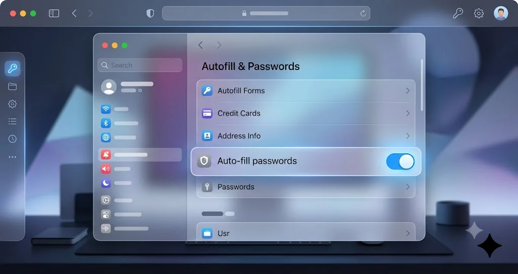 Включение автозаполнения на панели настроек браузера в macOS
