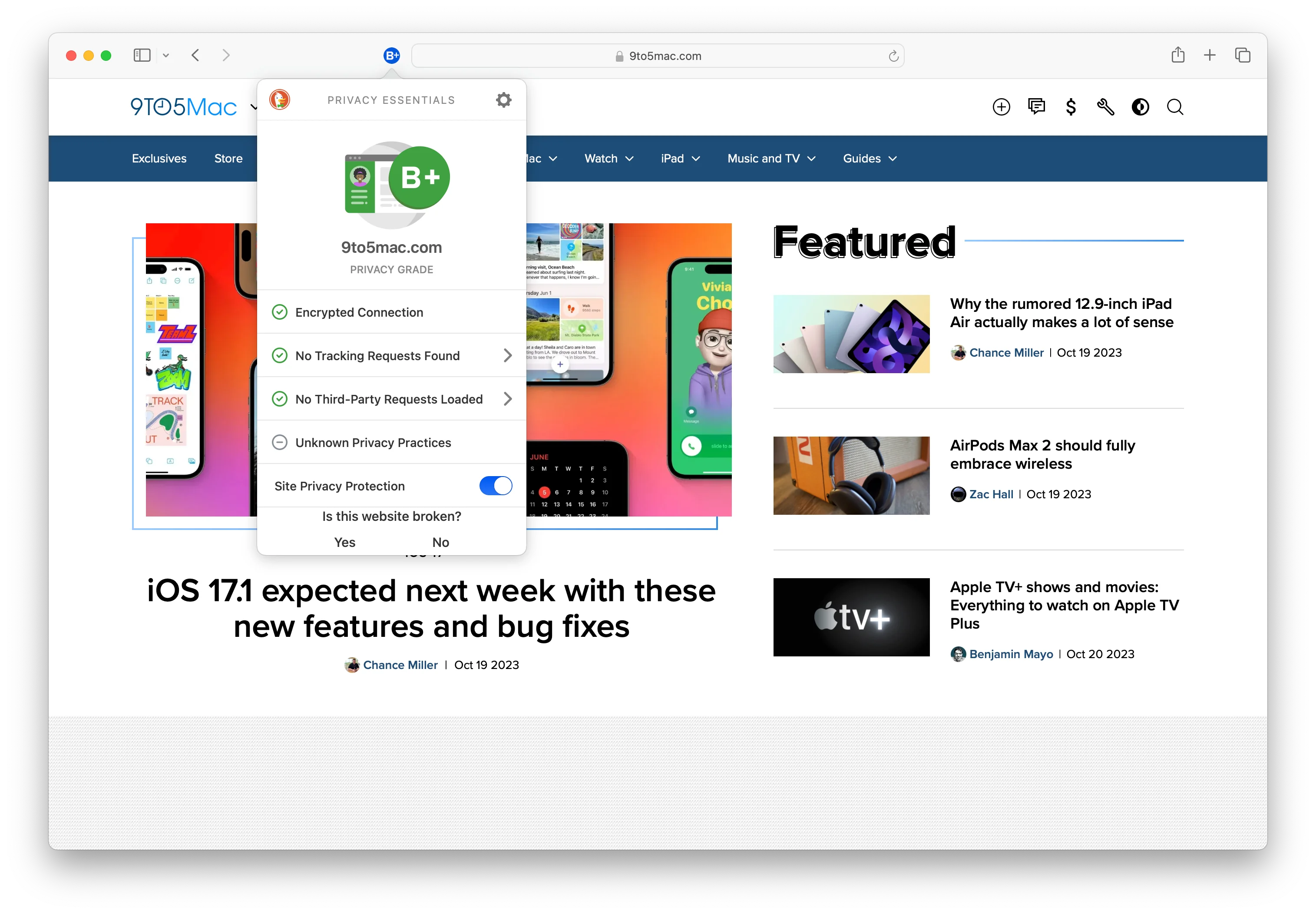Extension de confidentialité DuckDuckGo