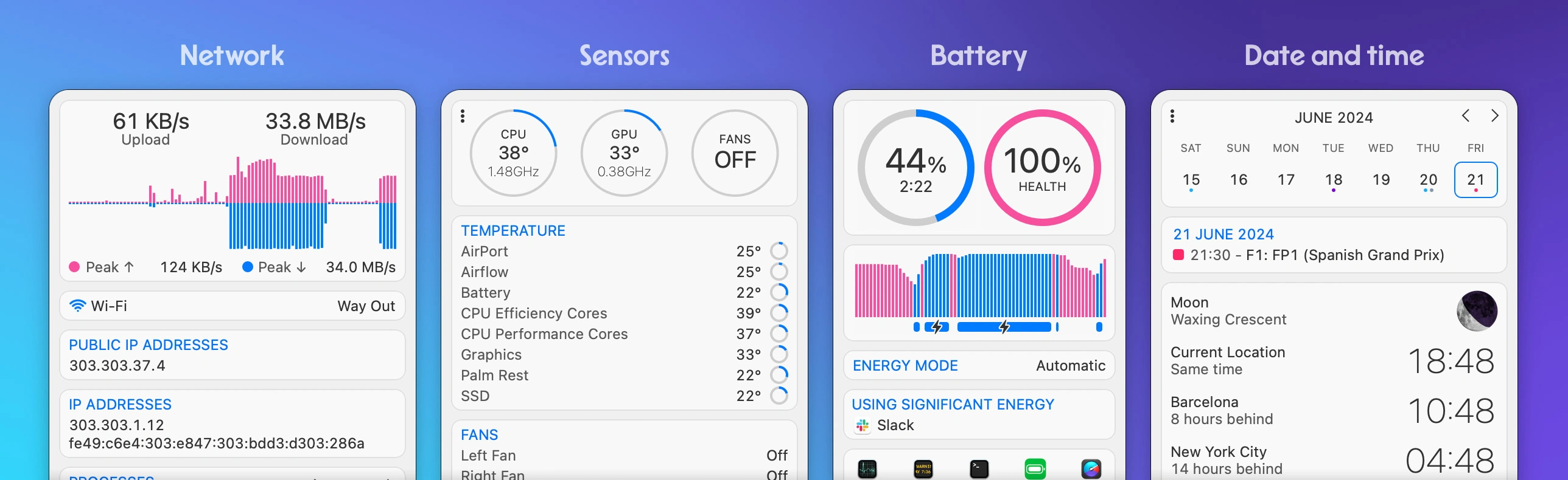 Interface iStat Menus