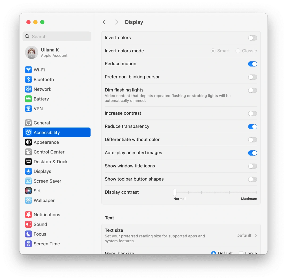 macOS Accessibility Settings