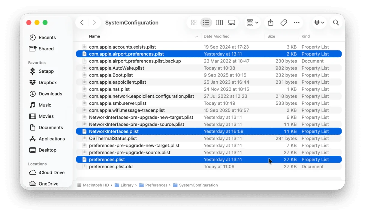 Dossier de configuration système