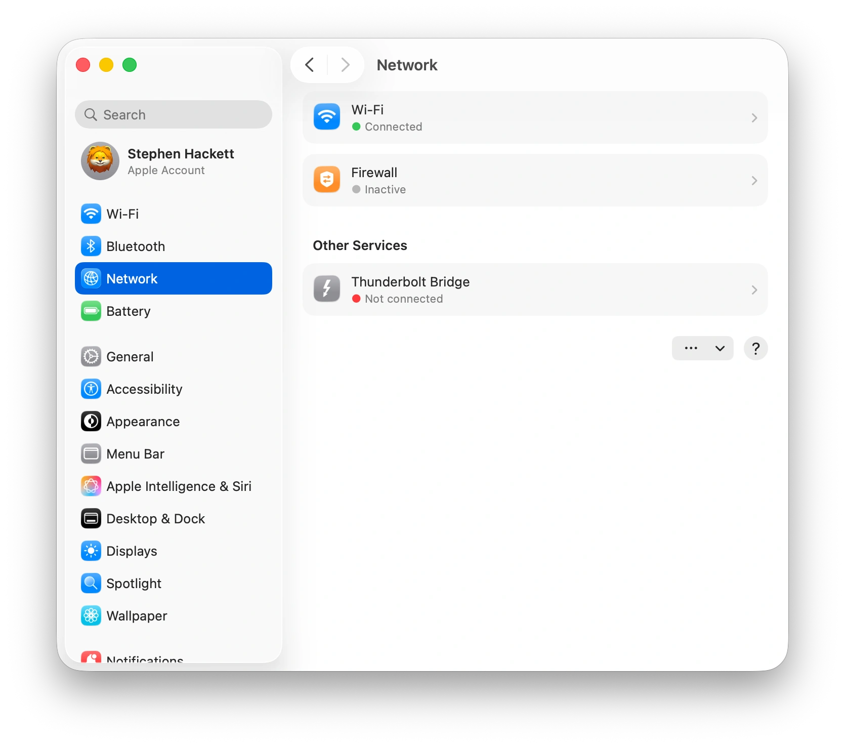 Paramètres réseau macOS