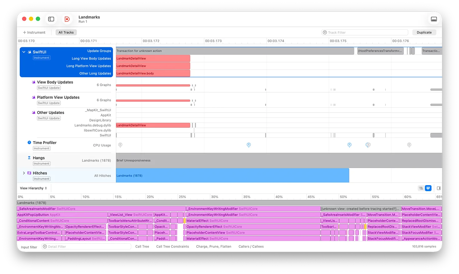 Xcode Performance Profiling