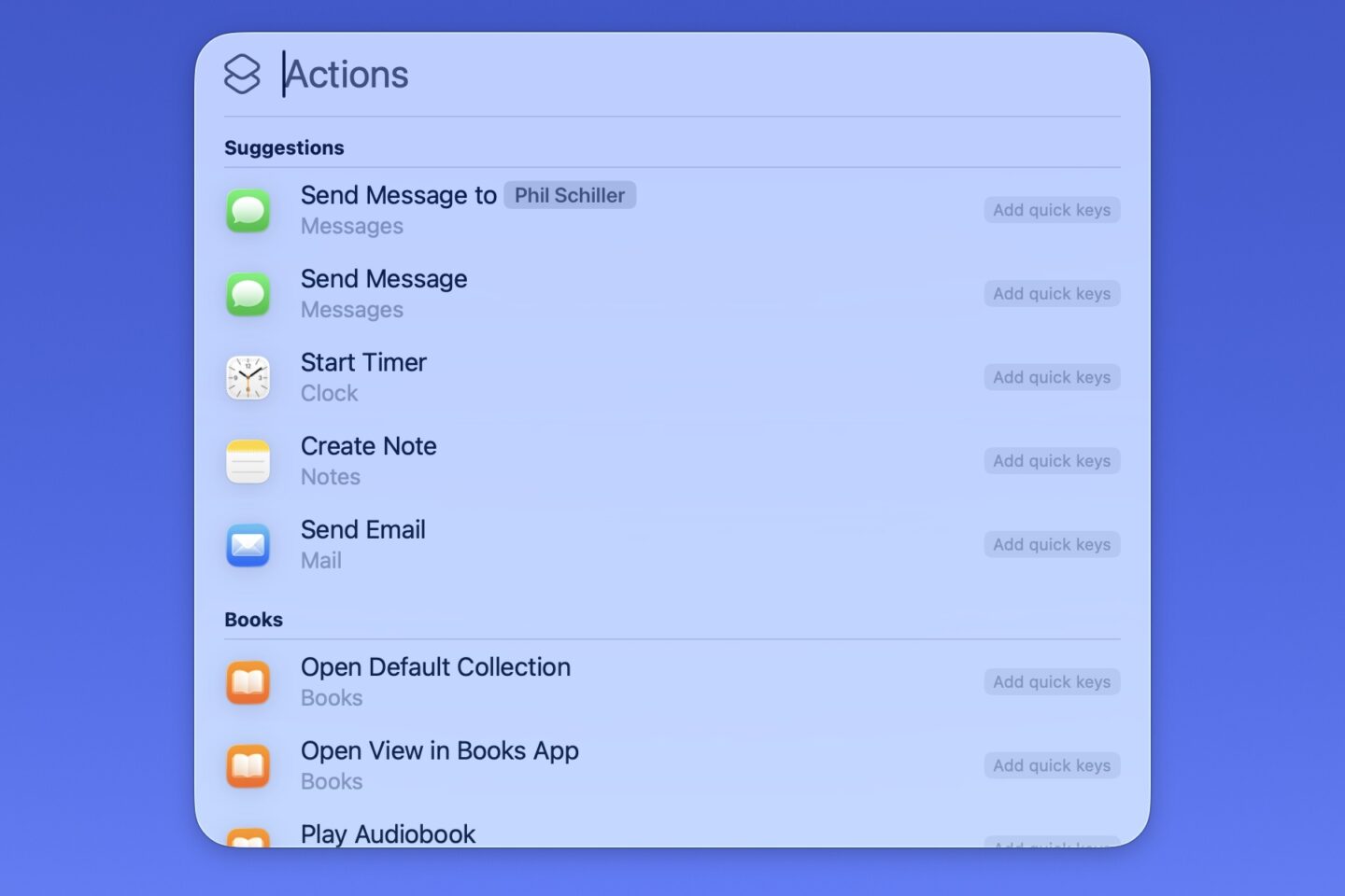 Spotlight Actions Interface