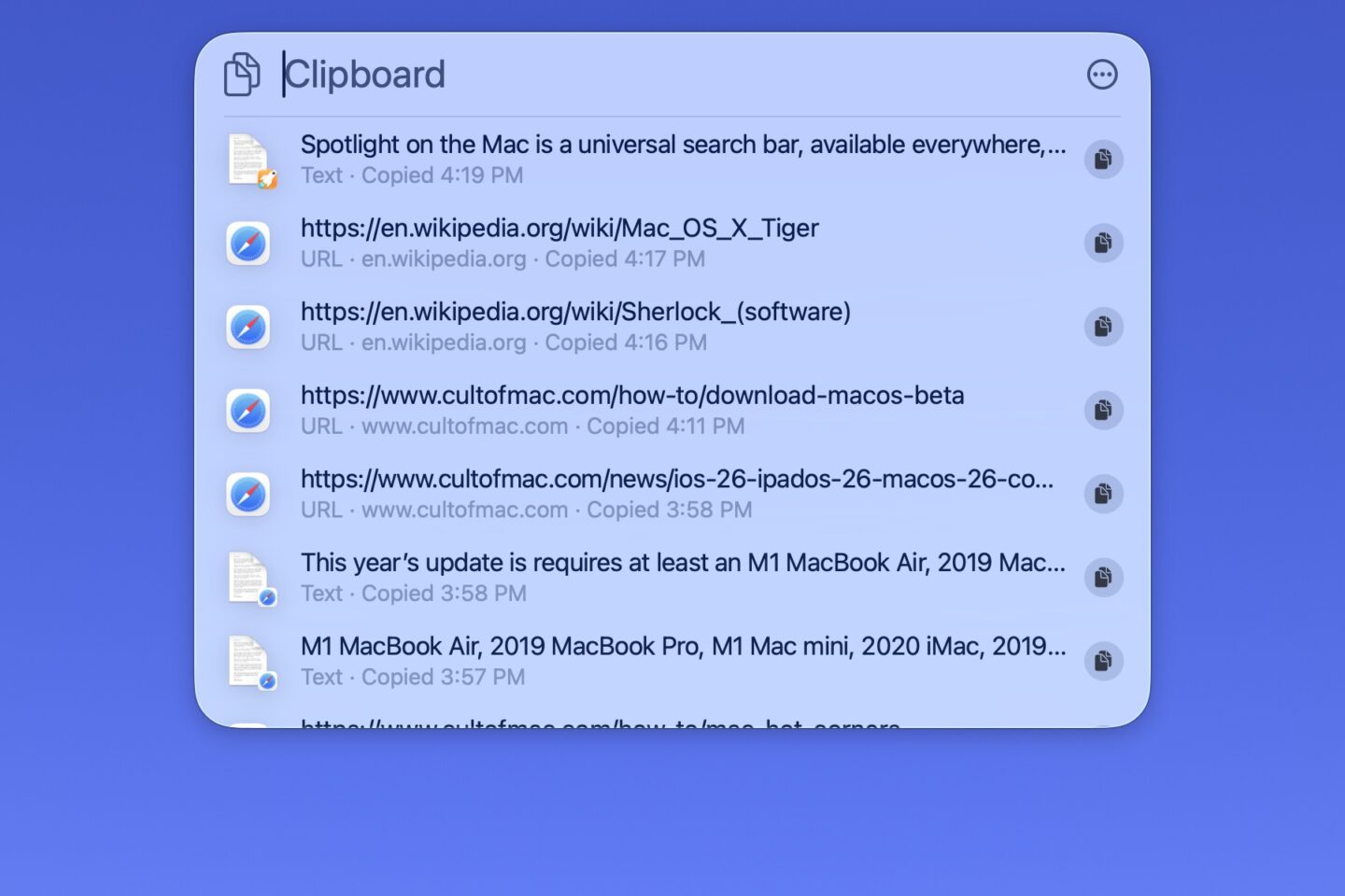 Spotlight Clipboard History