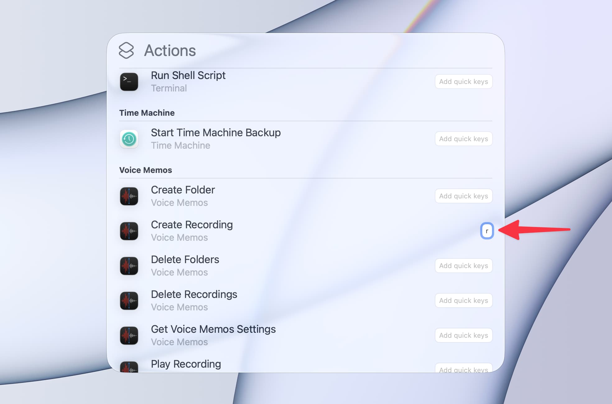 Adding Quick Keys
