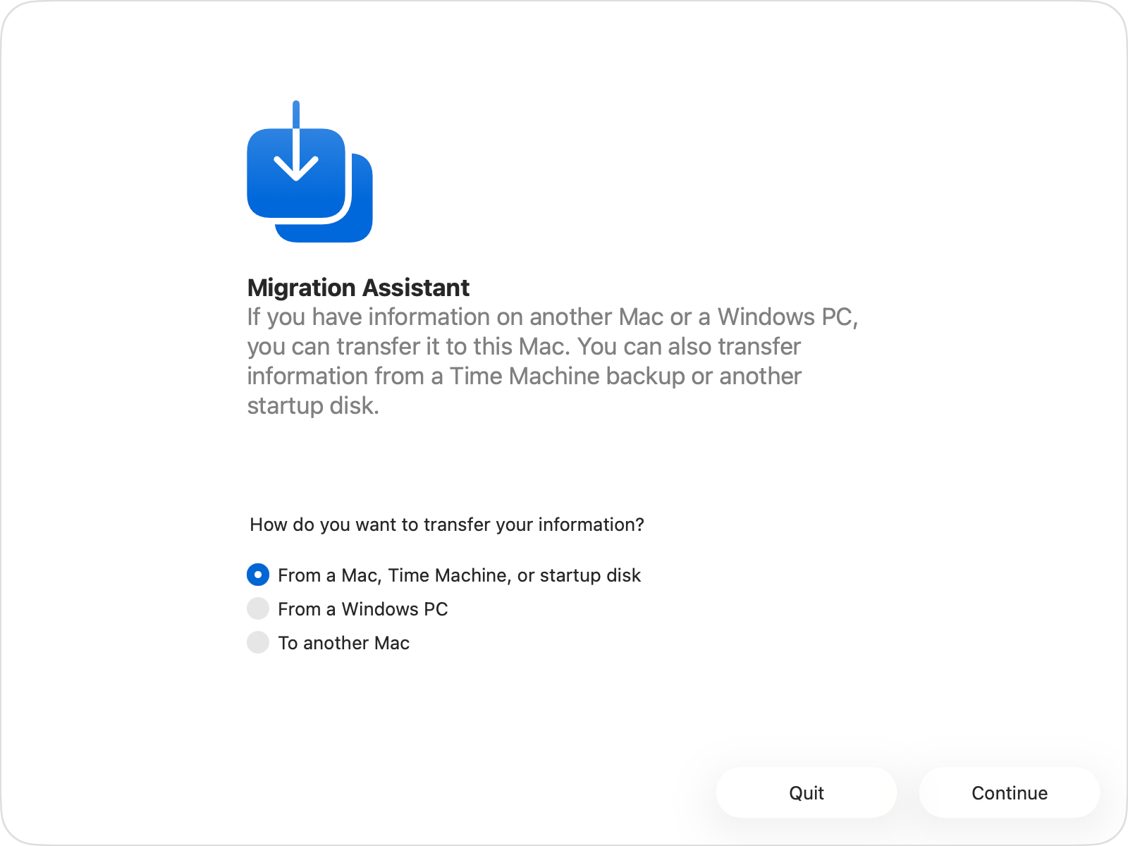 Transfert Assistant de migration