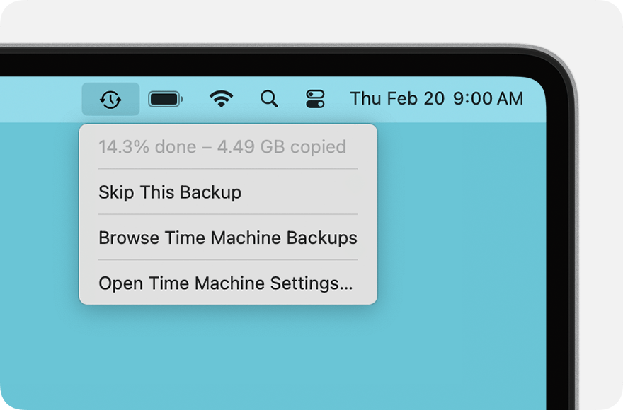 Progression de la sauvegarde Time Machine