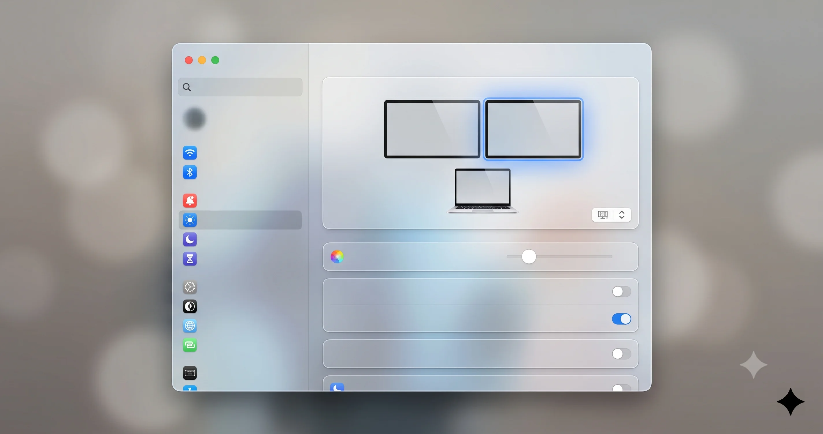 macOS Displays settings showing arrangement diagram